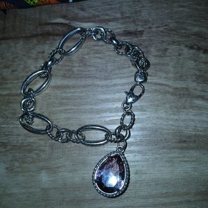 Brighton 2014 Power of Pink Breast Cancer Silver Ribbon Crystal Bracelet